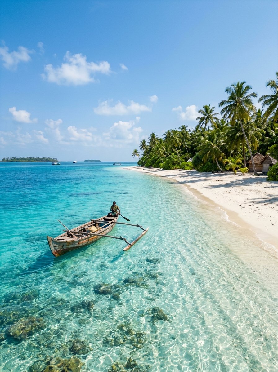Lakshadweep Island Lagoon and Boat