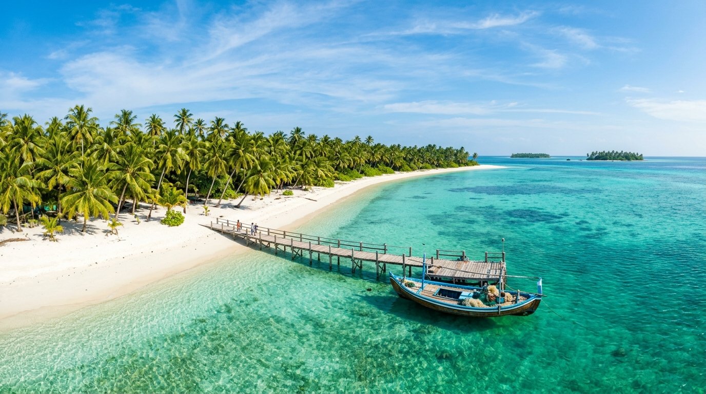 Lakshadweep Pier and Turquoise Ocean