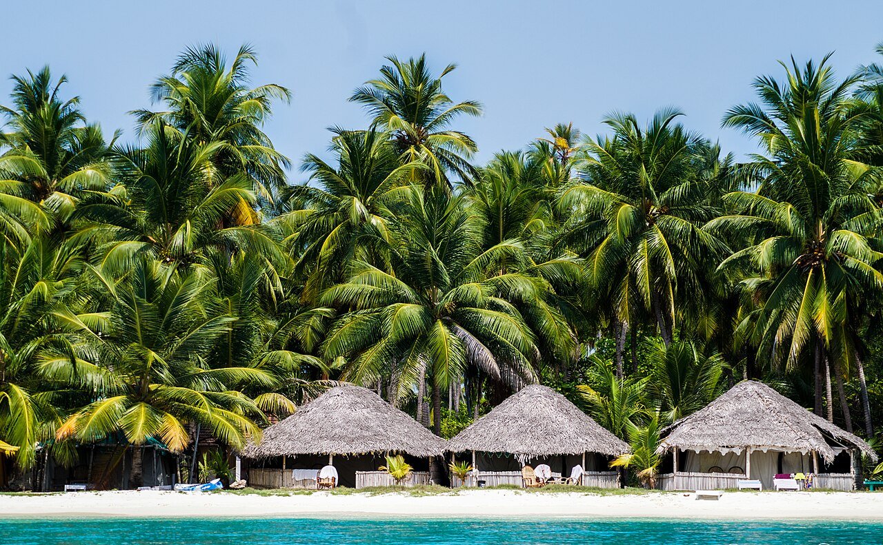 Lakshadweep Beach Huts and Palm Trees